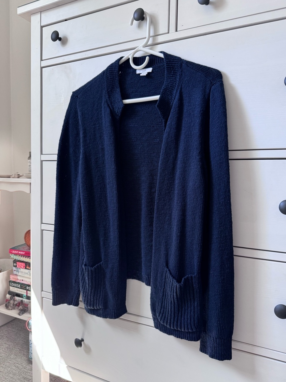 J Jill Women's Open-Front Navy Sweater Cardigan